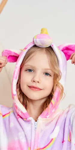 Vista 6 de Kids Unicorn Onesie Animal Pajamas Halloween Cosplay Costume Sleepwear Gift for Girls