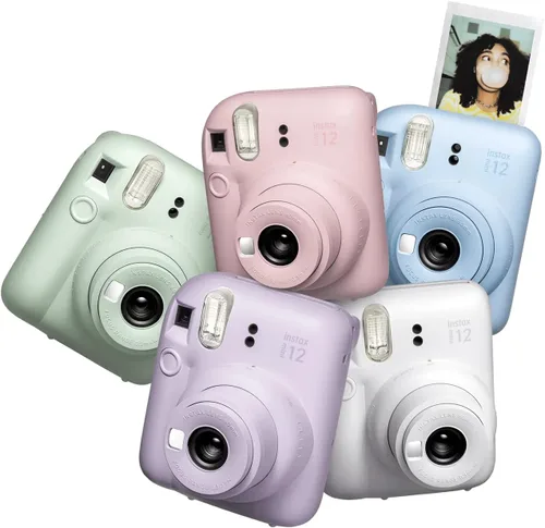 Vista 5 de Cámara instantánea Fujifilm Instax Mini 12 color rosa flor + paquete de película Fuji (40 hojas) + paquete de accesorios para obturador, incl.