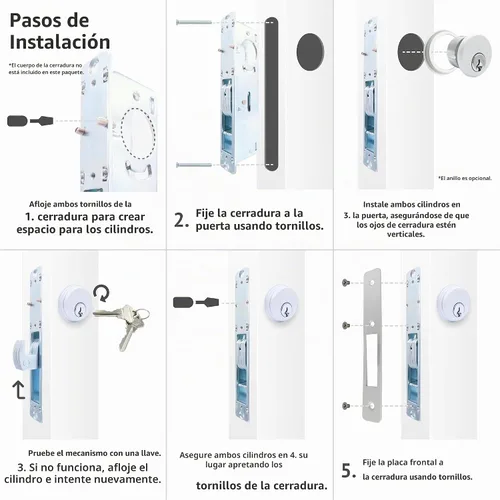 Vista 5 de elox Cilindro con llave de zinc y 1 cilindro de perilla para Adams Rite Commercial Storefront Door Lock a Pair Pack AL