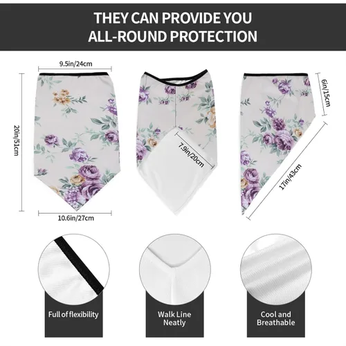 Vista 4 de Bufanda con estampado de flores moradas y rosas, protección UV, pasamontañas, resistente al viento, bandana para deportes al aire libre, cubierta