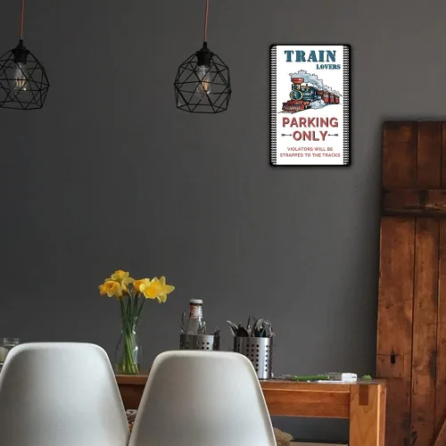 Vista 6 de Letrero de tren de metal para decoración de pared de tren para habitación de niños, trenes, regalos para hombres y adultos, amantes de los trenes