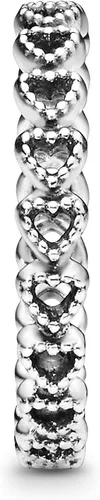 Vista 3 de Pandora - Anillo de plata de ley con banda de corazones, talla 8.5