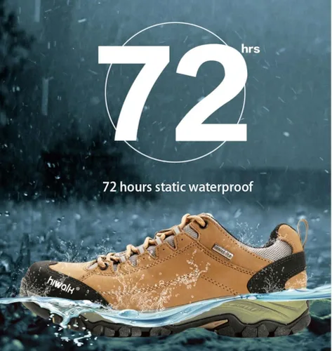 Vista 6 de HIWALK Zapatos de senderismo impermeables confort mediados tobillo montañismo zapatos transpirable ligero escalada camping trekking al aire libre