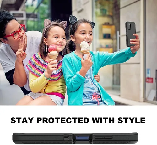 Vista 6 de AICase Funda para Galaxy A03S, resistente protección contra caídas, cuerpo completo, resistente a prueba de golpes y polvo, 3 capas, protección Negro