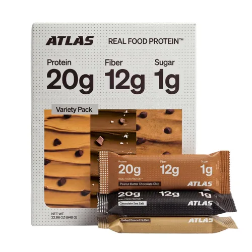 Vista 9 de Atlas Real Food - Barras altas en proteínas, 0.71 onzas de proteína, 0.47 onzas de fibra, 0.44 onzas de azúcar, ingredientes limpios, sin azúcar