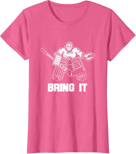 Vista 83 de Divertida camiseta gráfica de ropa de portero de hockey sobre hielo, Negro, S