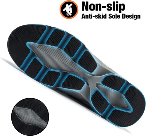 Vista 4 de Kezhiho Zapatos de punta de acero para hombres y mujeres, cómodos zapatos de trabajo ligeros, transpirables, antideslizantes, construcción