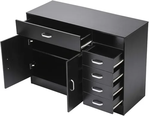 Vista 6 de Gabinete de equipo de spa para salón de belleza, color negro, clásico, peluquería, peluquería, peluquería, peluquería, peluquería, peluquería