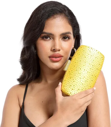 Vista 3 de Boutique De FGG Bolsos de noche para mujer, bolsos de mano de cristal para fiesta de boda, bolsos de diamantes de imitación para novia