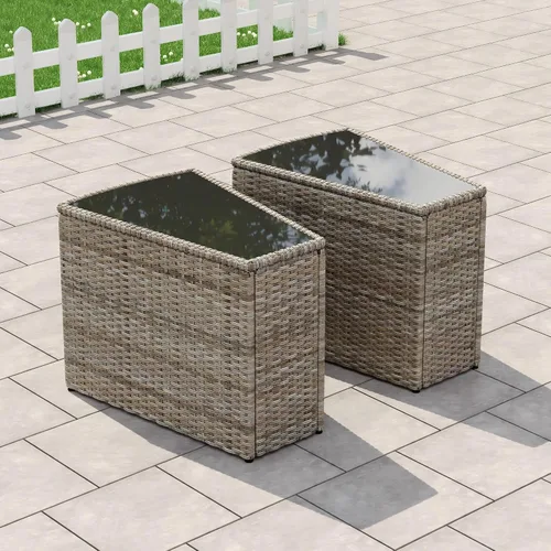 Vista 10 de LUXOAK Juego de muebles de patio de 9 piezas con mecedoras y mesa