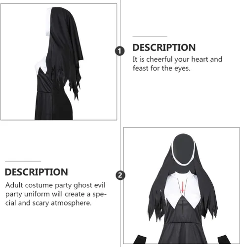Vista 5 de KESYOO - Disfraz de monja de Halloween para adultos