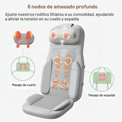 Vista 2 de Rainwolf Shiatsu Neck and Back Massage Cushion with Heat - 4D Deep Tissue Kneading Full-Back Massager for Relief Stress, Adjustable Intensity & Gris