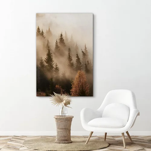 Vista 2 de SIGNFORD Lienzo impreso para pared, bosque brumoso, amanecer, bosques encantados y luz matutina, fotografía, realismo, decorativo, escénico