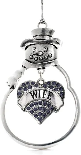 Vista 29 de Inspired Silver - Fuerza Aérea - Adorno de Navidad plateado - Adorno de árbol de Navidad con colgante de corazón azul con circonita cúbica