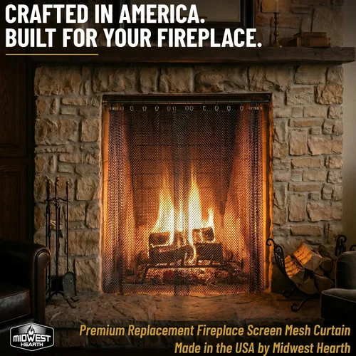 Vista 2 de Midwest Hearth Pantalla de Malla para Chimenea de 20 pulgadas de Alto (Fabricada en EE. UU.) Dos Paneles de 24 pulgadas de Ancho (Negro)