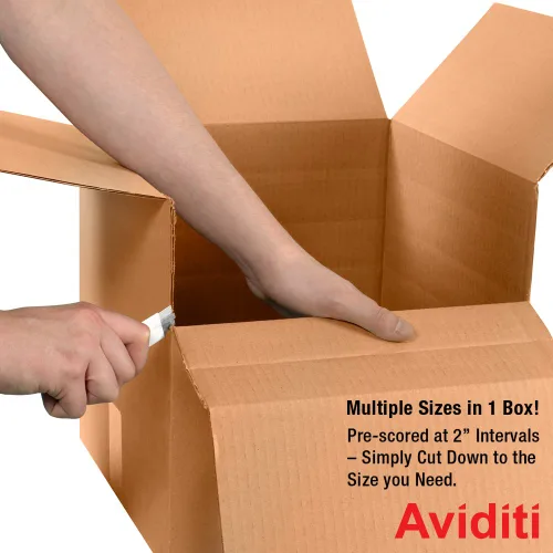 Vista 2 de Aviditi MD12126R - Caja de cartón corrugado de profundidad múltiple, 12 1/2 pulgadas de largo x 12 1/2 pulgadas de ancho x 6 pulgadas de alto