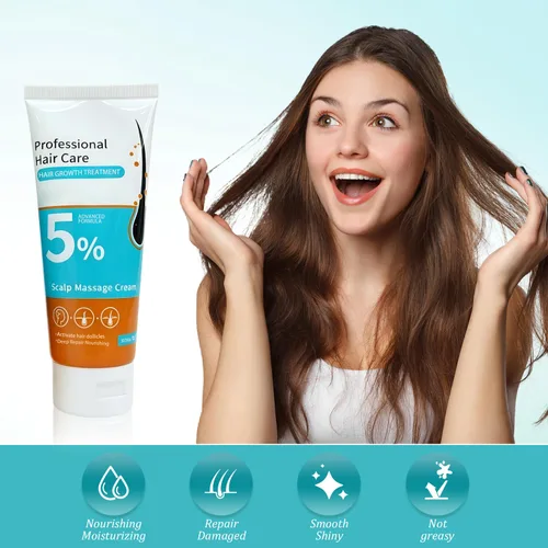 Vista 7 de 2 cremas de masaje para el cuero cabelludo al 5% del crecimiento del cabello, anti-pérdida de cabello con biotina de romero para hombres y mujeres