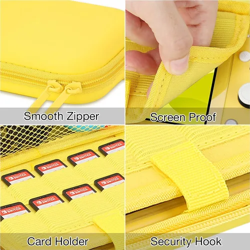 Vista 4 de HEYSTOP Funda de transporte compatible con Switch Lite funda Switch Lite con funda protectora de TPU suave para juegos de tarjeta de juegos 6 tapas