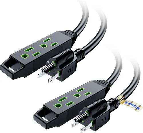 Vista 11 de Cable de extensión de 2 pies, cable de extensión con múltiples tomas, calibre 16 (azul) con certificación ETL