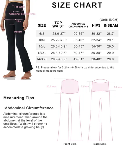 Vista 6 de POSHDIVAH Pantalones de yoga de maternidad para mujer, para trabajo, descanso, elásticos, corte de bota, pantalones acampanados para embarazo