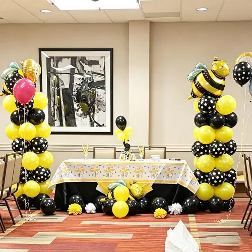 Vista 4 de 50 globos de látex de 12 pulgadas, globos de lunares negros para decoración de globos de cumpleaños, boda, globos