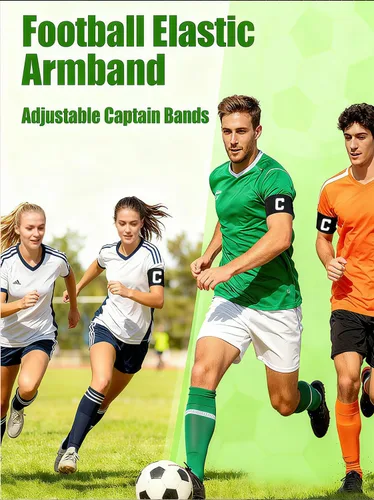 Vista 2 de Captain's Armband - Brazalete de fútbol y rugby para jóvenes y adultos, diseño anticaída, paquete de 6