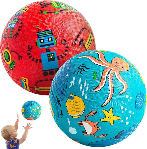Vista 9 de PlayZap Paquete de 2 pelotas de juego para niños pequeños, pelotas de dinosaurio para niños de 3 a 12 años, bolas de goma inflables de 8.5 pulgadas