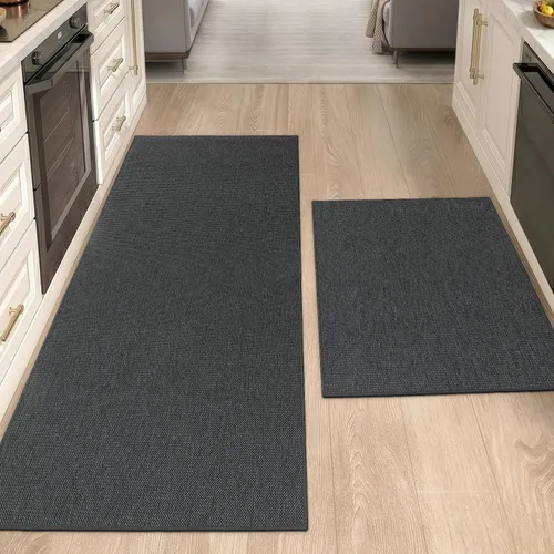 Vista 37 de Color&Geometry - 2 alfombras y tapetes de cocina antideslizantes, lavables, absorbentes, fáciles de limpiar, tapetes de cocina para frente del Caqui