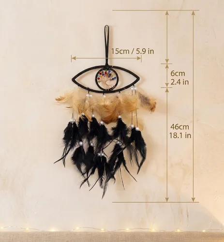 Vista 3 de Atrapasueños negro de ojo malvado de la vida del árbol, decoración de pared 07-Black Evil Eye Life of Tree