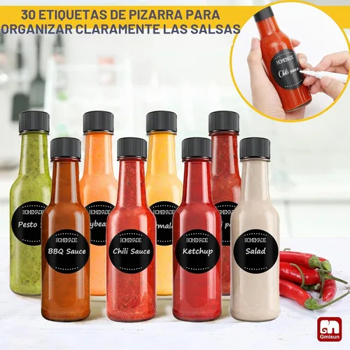 Vista 7 de gmisun - Mini botellas de salsa picante de 3 onzas, paquete de 24 botellas de jengibre con cápsulas retráctiles, mini botella de vino de vidrio