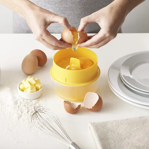 Vista 6 de Separador de huevos, fácil de, separa hasta 6 yemas, no, reutilizable para panadería casera (amarillo)