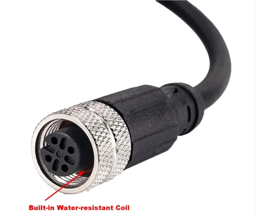 Vista 2 de Cable conector hembra doble M12 de 4 pines – Cable de extensión de sensor impermeable industrial, cable de señal seguro codificado A