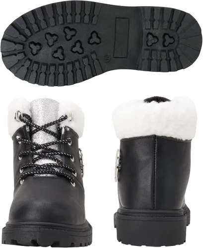 Vista 6 de bebe Botas de invierno para niñas, botas de trabajo resistentes al agua con puños de sherpa y purpurina
