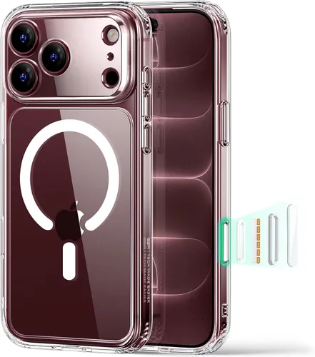 Vista 32 de ESR Classic Hybrid - Funda para iPhone 16 Pro, color negro transparente claro negro