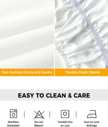 Vista 6 de Falda de cama retro moderna, tamaño Queen de 16 pulgadas de caída, ajustable y elástica, plisada, con volantes de lujo para cama base individual