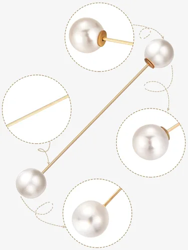 Vista 6 de Broche de perlas para mujer, 4 piezas, broche de perlas para mujer, broche de doble perla sintética, broches vintage para ropa, accesorios