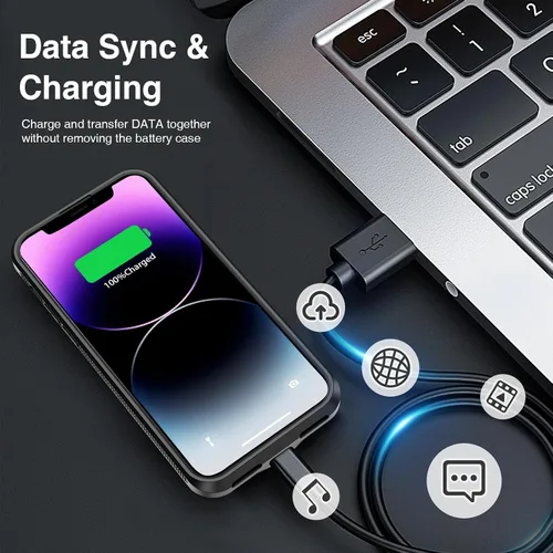 Vista 4 de GIN FOXI Funda de batería para iPhone 13/13 Pro/14/14 Pro, estuche de carga real de 7000 mAh, cubierta de cargador recargable, protección