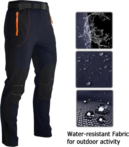 Vista 5 de Kuseeker Pantalones de senderismo elásticos para hombre de secado rápido ligeros impermeables para viajes escalada pesca pantalones