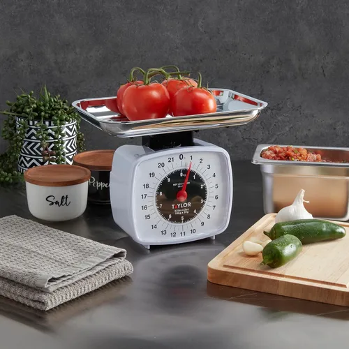 Vista 6 de Taylor Báscula de cocina analógica Báscula de alimentos mecánica, capacidad de 22 lb, Multicolor