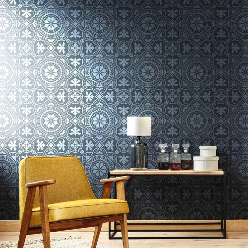 Vista 3 de Plantilla de azulejos de Tánger - Plantillas de pintura de pared para un cambio de imagen fácil de la habitación - Plantilla grande para pintar