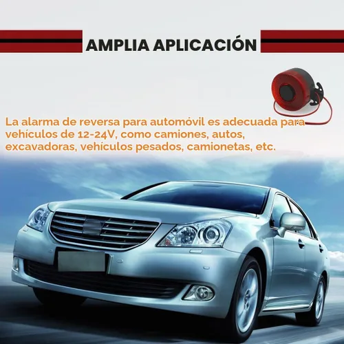 Vista 7 de Alarma de respaldo para automóvil, 12 V/24 V, 105 dB, bocina de respaldo de advertencia automática, sonido inverso con cable/luz, sonido resistente