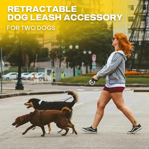 Vista 2 de Fida Accesorios duales para pasear perros para correa retráctil Diseño patentado de rodillo, correa reflectante sin enredos, ajustable para perros