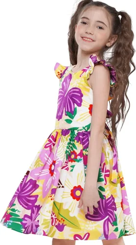 Vista 11 de Vestido de verano para niña, de algodón, con diseño floral