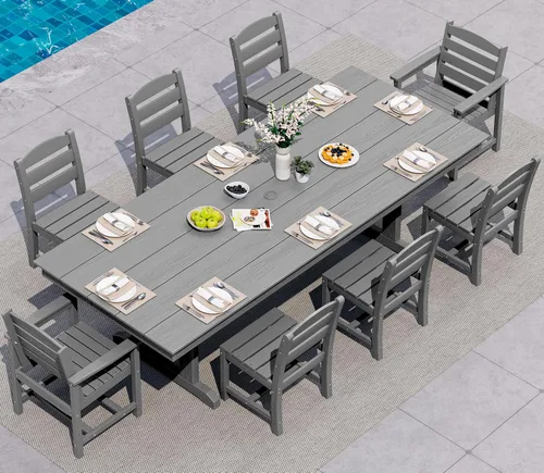 Vista 20 de SERWALL Outdoor 84" HDPE Rectangular Dining Table for 6-8,All-Weather,Aruba