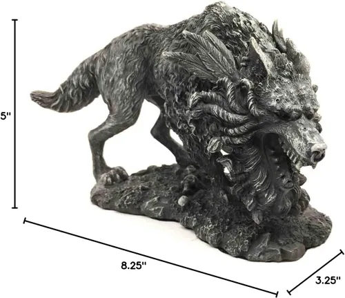 Vista 3 de Regalos y decoración Mitología nórdica vikinga Fenrir Vánagandr Figura de lobo gigante estatua poética de Edda