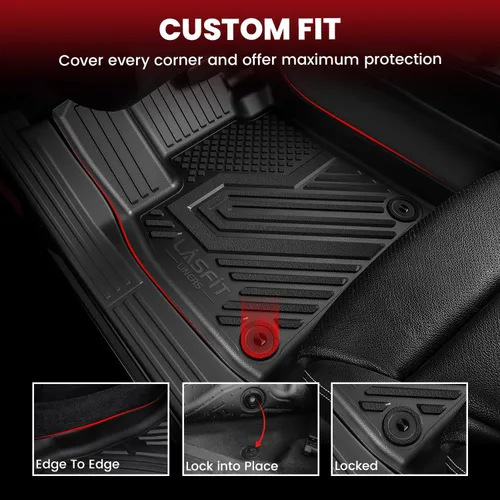 Vista 3 de LASFIT Alfombrillas para Freightliner Cascadia 2008-2017, protección para todo tipo de clima, revestimientos de automóvil de elastómero