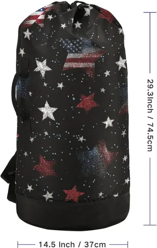 Vista 2 de Mochila para lavandería, cesta extra grande resistente para ropa sucia, correas ajustadas para campamento, universidad, gimnasio, hotel, hogar, 29.3
