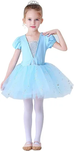 Vista 3 de REXREII Vestido de tutú de princesa para niñas pequeñas Rapunzel Sofía blanco nieve Frozen Elsa disfraz de Halloween