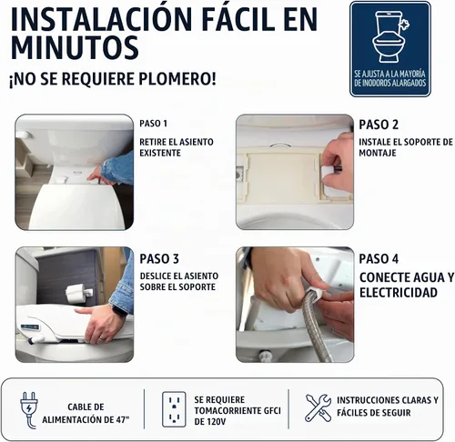 Vista 6 de BidetMate Accesorio de bidé térmico serie 2000 para inodoro con agua calentada ilimitada, control remoto inalámbrico, desodorante y secadora de aire