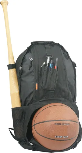 Vista 7 de K-Cliffs Mochila de béisbol con compartimento para casco de zapatos de baloncesto y balón de fútbol Negro